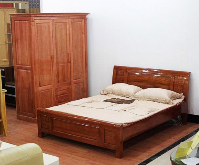 Bộ đôi siêu phẩm giường tủ 2 món gỗ xoan đào